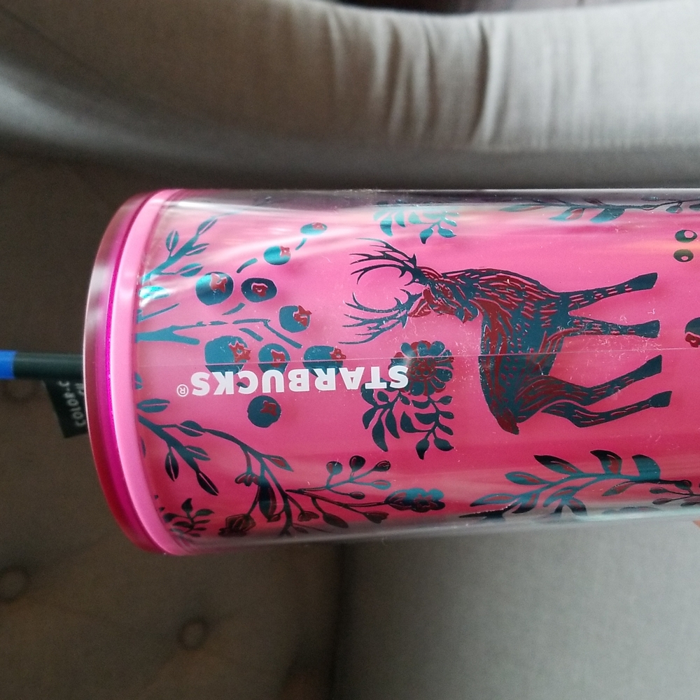 NWT Starbucks winter wonderland color changing tumbler. Pink